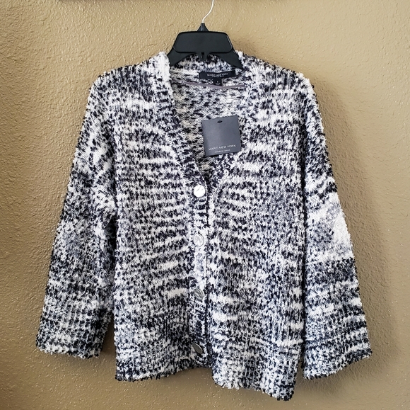 Andrew Marc Jackets & Blazers - NWT Marc New York Fluffy Black and White Cardigan